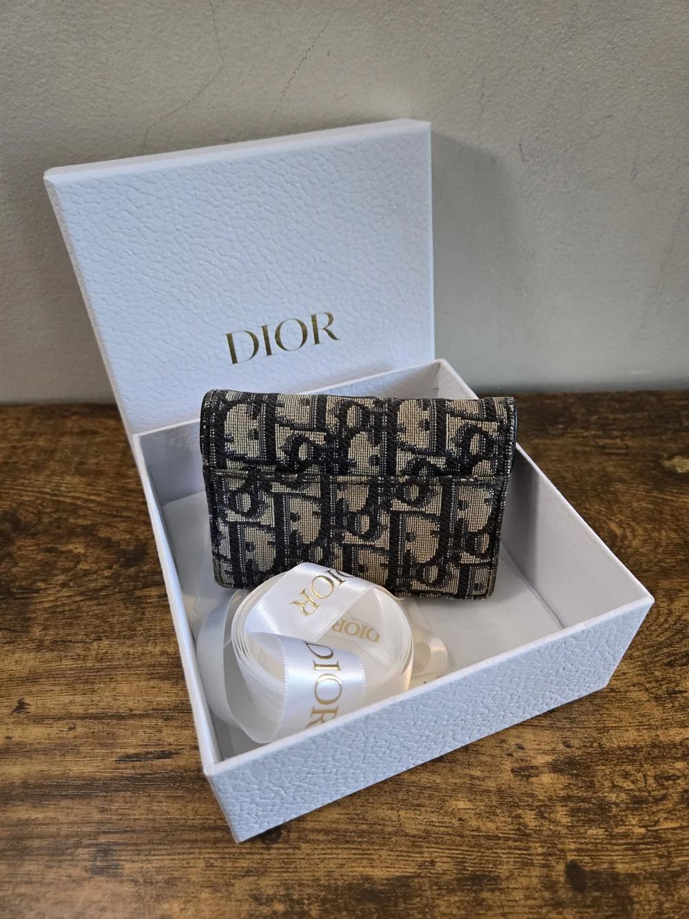 Christian Dior Monogram Canvas Mini Wallet - Black & Beige
